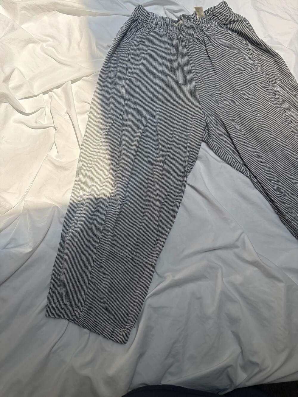 Max Studio London Striped Linen Blend Pull-On Lantern Pants size L - Picture 3 of 9